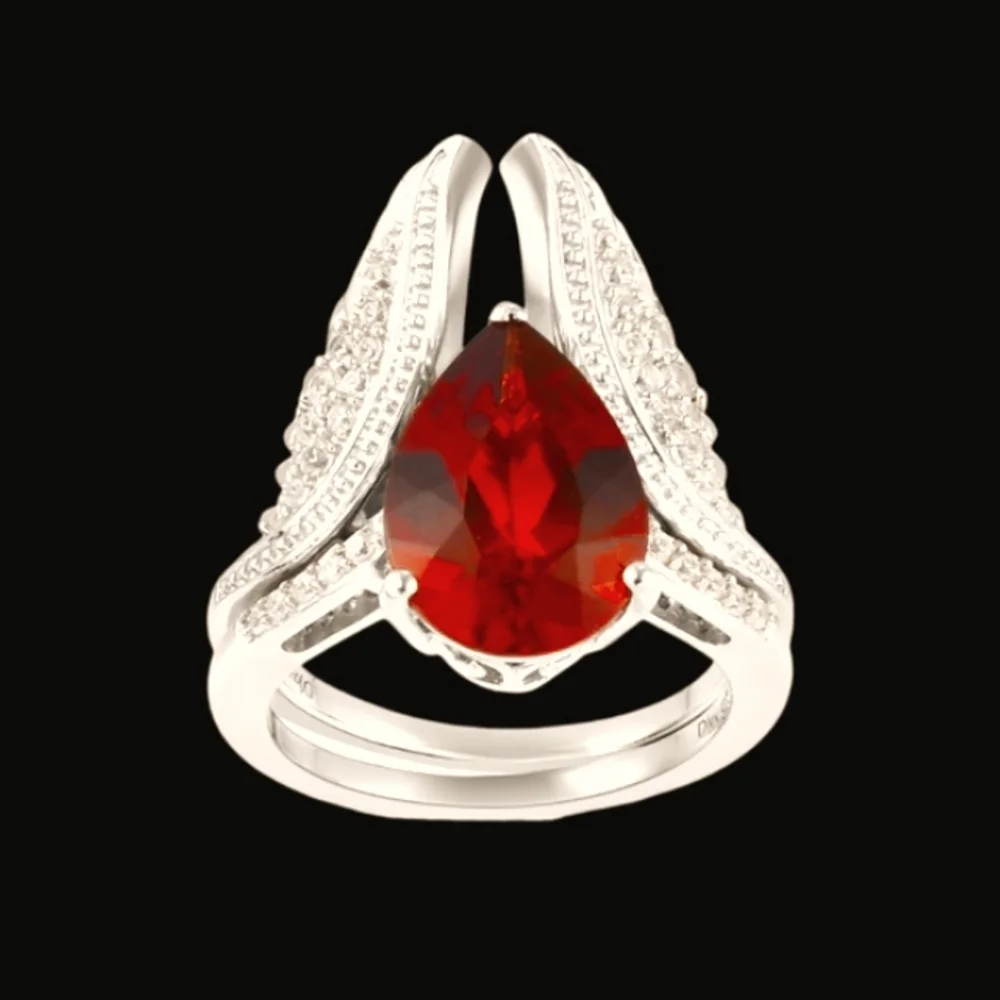 🔥 Platinum Over Sterling Silver Madeira Citrine & White Zircon Ring Set 3.90